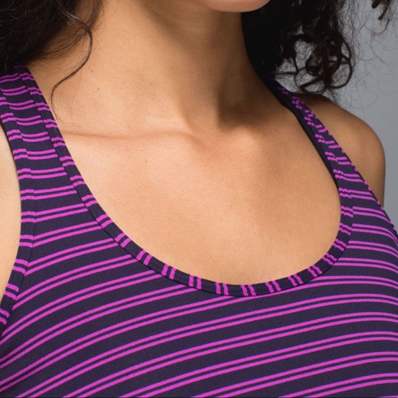 Lululemon Cool Racerback - Double Trouble Stripe Ultra Violet Black Grape - Picture 3 of 8
